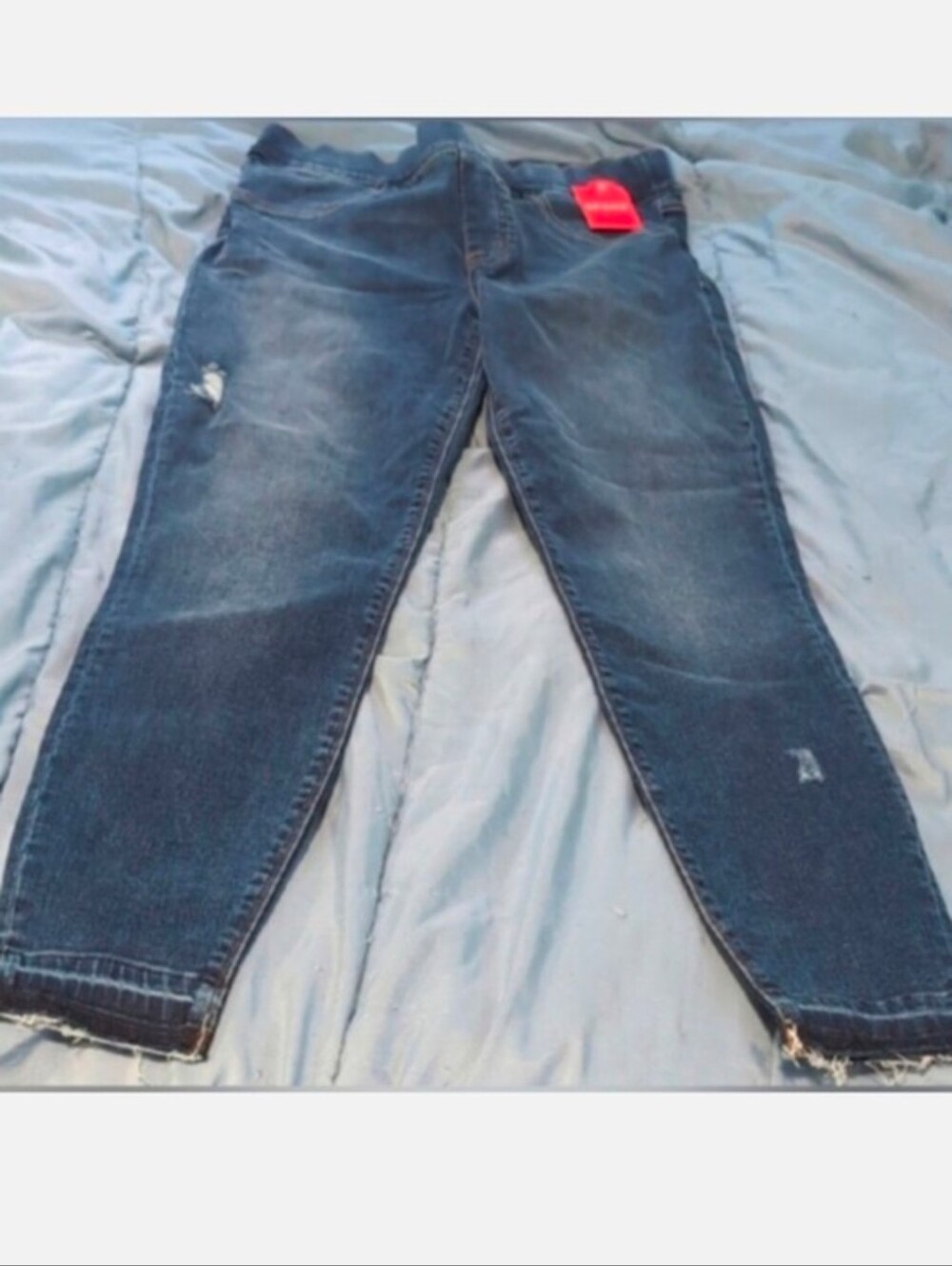 NWT SPANX Women's Distressed Dark Blue Skinny Jeans